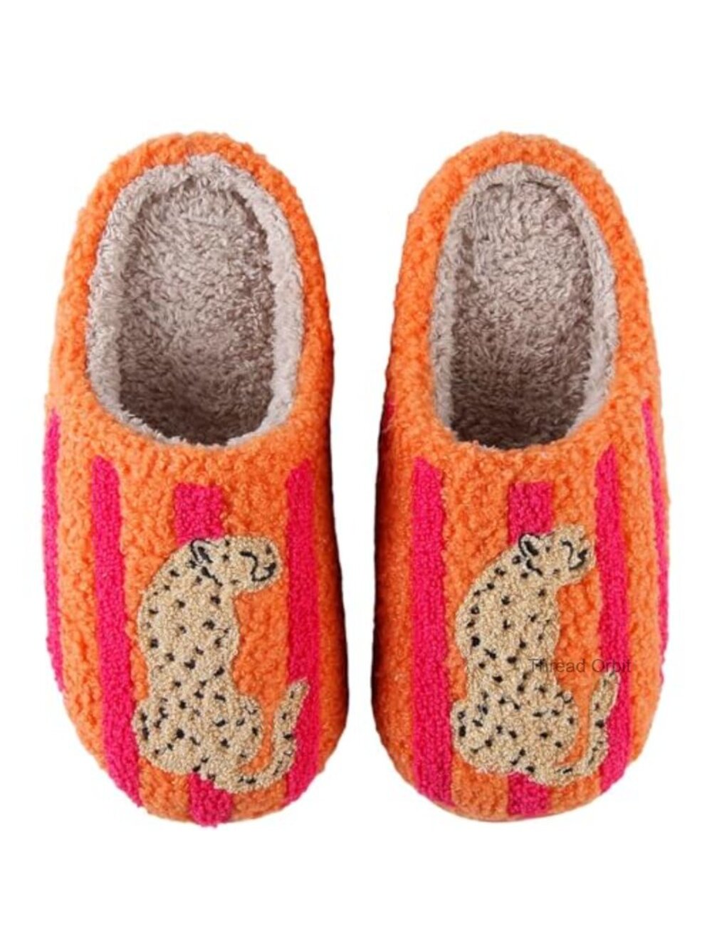 Women Men Animal Print Slippers Memory Foam Fleece Lined Slip On